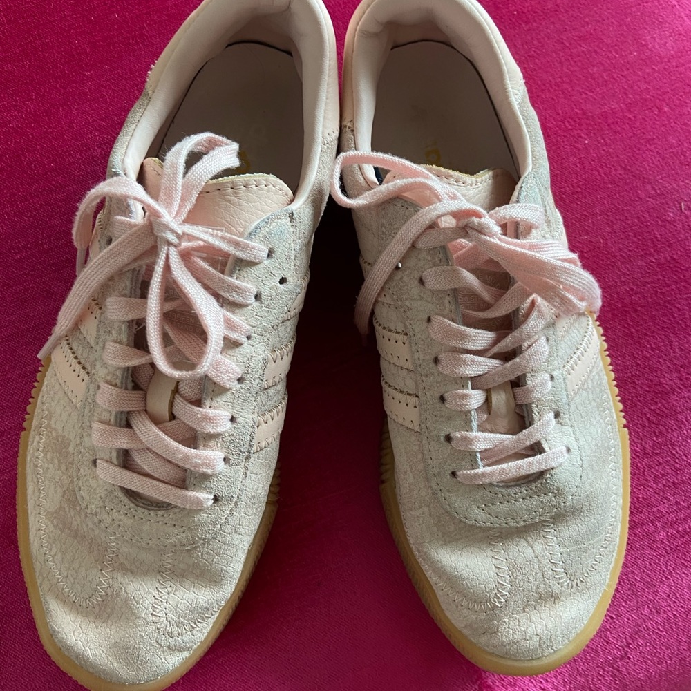 adidas Women's Pink Suede & Mesh Sneakers with Gum Sole - Picture 2 of 6
